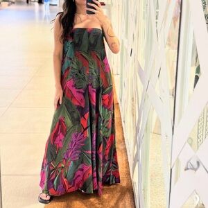 FARM Rio Leafs Strapless Jumpsuit Size XS